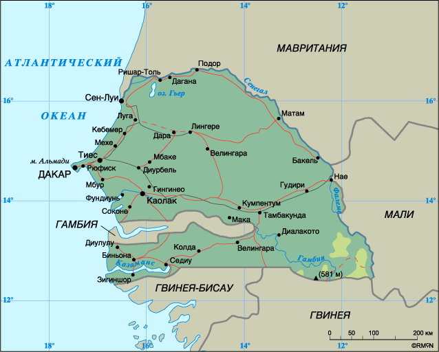карта Сенегал